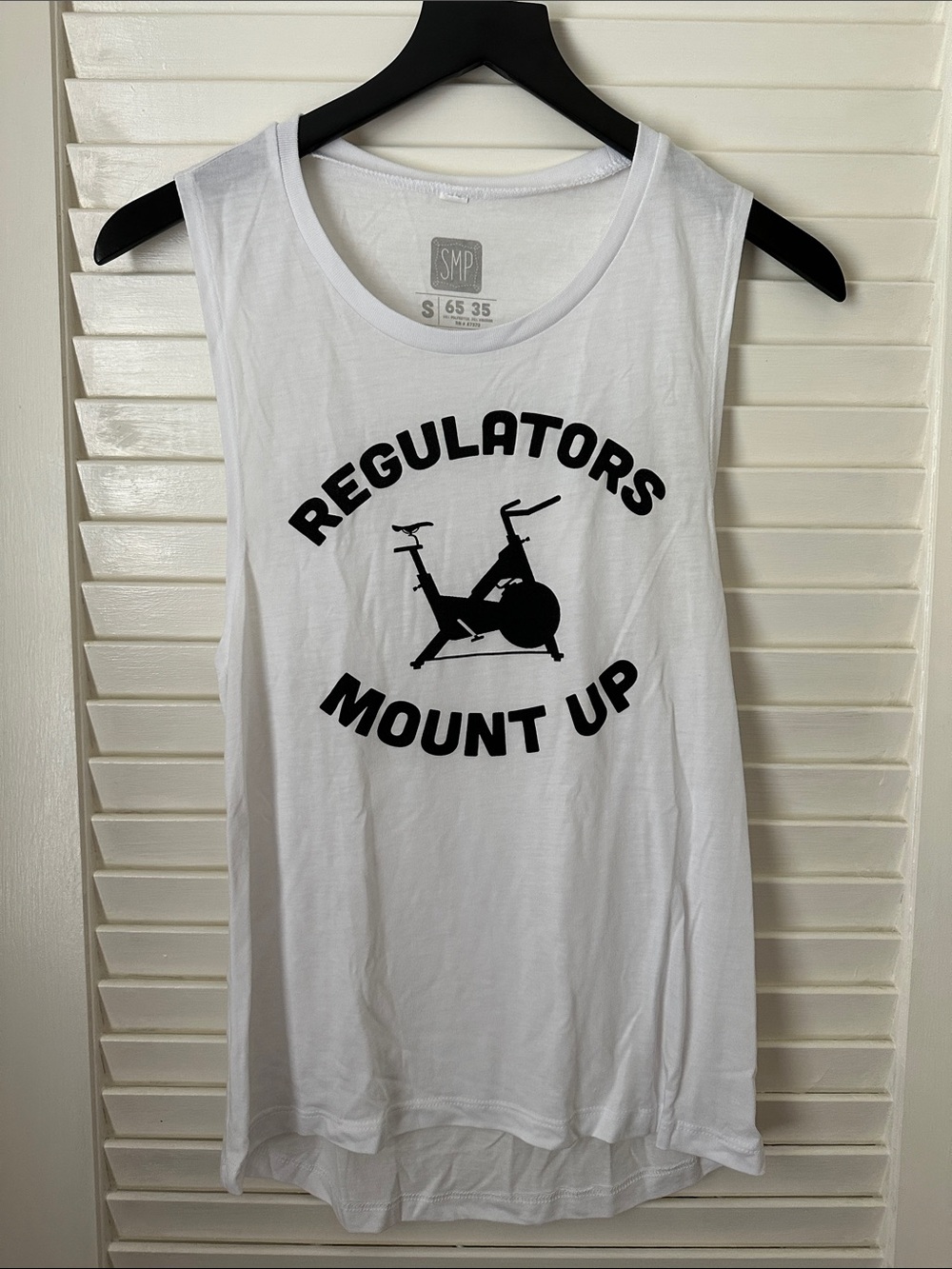 White 'Regulators Mount Up' Graphic Tank Top